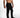 Side view of Mason slim straight black streetwear jeans with subtle knee distressing on a model.