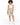 A model wearing a white crop top and light green high-waisted shorts with a tied belt, paired with white sneakers.