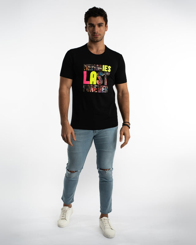 Memories T-Shirt in Black – full-length front view
