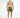 Model in Men's Quick-Dry Swim Trunks featuring a black and gold geometric star pattern with drawstring waist.