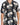 Short-sleeve button shirt featuring a bold black and white graphic print with Miami Beach text and palm tree designs.