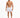 A man stands confidently in patterned swim trunks featuring colorful sailboats, paired with casual slide sandals.