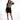 Model wears the Elora long-sleeve nude and black baroque print bodysuit with a crew neckline and body-contouring fit.