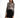 Model in Elora long-sleeve nude bodysuit with black damask pattern and black lace-trim skirt.