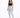 A model poses in light-wash ripped jeans paired with a black crop top and strappy heels against a white background.