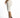 Side view of Eve White Pencil Skirt, a high-waisted midi skirt with a curve-hugging fit and gold hardware detail.