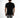 A person wearing a fitted black short-sleeve shirt and gray jeans, viewed from the back against a white background.