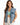 A woman models a sleeveless denim vest over a green crop top, showcasing a casual, layered outfit.
