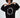 Model in oversized Carbon black sweatshirt featuring a circular Blessed Not Stressed graphic in white streetwear print.