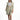 Model in Vera grey tailored suit shorts and matching blazer with a high-waisted belted design and white sneakers.