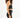 Side view of a woman wearing the River black sparkle crop top and mini skirt streetwear set against a white background.