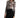 Model in Elora long-sleeve nude bodysuit with black damask pattern and black lace-trim skirt.