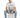Model sitting wearing blue distressed jeans with white sneakers