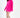 Brooke hot pink oversized knit sweater with trendy elbow cut-outs, styled with black platform boots on white background.