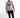 Man in lilac Carbon Driven Graphic Tee with colorful chest art, black distressed jeans, and white sneakers.