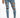 Kase Blue Washed Denim Jeans for men featuring a slim fit and heavy distressed ripped knees, shown on model with sneakers.