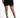 Maddison high-waisted black mini skirt with floral eyelash lace trim and side button wrap detail.