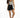 Anya white sleeveless bodysuit with black geometric pattern paired with high-waisted distressed black denim shorts.
