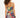 Back view of Rose Romper with colorful graffiti floral print, thin black straps, and fitted waist on a model.
