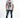 Men's white Teddyator cyborg bear graphic streetwear t-shirt styled with distressed blue jeans and white sneakers.