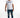 Model in Franco Men's Slim Fit Blue Denim Jeans with distressed ripped knees and a white t-shirt on a white background.