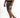 Side view of Niko black and white striped swim trunks with drawstring and matching black slides for a poolside look.