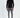 RAFAEL Super Skinny Fit Grey Jeans in Carbon wash with distressed knees on a model in a black turtleneck and boots.
