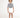 Gray acid wash Love Tee featuring ASL sign language graphics, worn by a model in a white skirt.