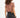 Back view of woman in Lucy Side String Brown Crop Top and black denim shorts, aesthetic streetwear style.