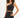 Model in a black ribbed one-shoulder sleeveless crop top and high-waisted pants for a trendy streetwear aesthetic.