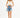 Model in Unbleached Marne Ribbed Tank Top with square neck, paired with distressed denim shorts and white sneakers.