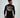 Back view of a man wearing the black EXCUSE long-sleeve shirt featuring a colorful bubble-letter graphic and text.