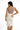 Rear view of model in the bronze Evie sleeveless bodysuit and a white high-waisted midi skirt for a sleek OOTD.