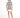 Model wearing a gray acid wash Love Tee with white ASL sign language graphics, paired with a white skirt.