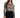 Model wears the Elora long-sleeve bodysuit in nude with a black baroque print and body-contouring fit.