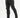 Men's Ronald black slim fit streetwear pants with silver side zipper pocket and tapered leg with black sneakers.