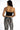 Back view of the black Carbon Emmie Strapless Bustier Top showing structured fit and exposed gold-tone zipper closure.