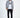 Man wearing Tom Grey Washed Denim Shirt by Carbon Jeans over a white graphic tee and black slim fit pants.