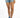 High-waisted Journi blue washed denim shorts with raw hem and distressed details, paired with white and blue sneakers.
