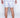 Back view of Walker Swimwear men's white swim trunks with blue sailboat pattern and elastic waistband.