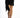 Model wearing Harlow Black Mini Skirt featuring a draped wrap front, asymmetrical hem, and black fringe tassel trim.