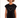 Front view of a model wearing a trendy black heart top with a rhinestone heart outline and cap sleeves.