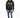 Men's oversized black streetwear hoodie with 'Heritage' blue embroidery, paired with blue jeans and white sneakers.