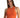 Model wearing the Mara orange ribbed crop tank, a sleeveless summer top with a front zip and high neckline.