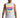 Model wearing a men's white Good Things graphic tank top with a colorful spray-paint streetwear design.