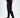 Model wearing Kent black slim fit streetwear pants with silver zipper details and tapered ankle zippers.