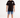 Man wearing Carbon Jeans Owen denim shorts in medium wash blue with rolled cuffs and a slim fit streetwear look.