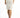 Back view of the Eve White Pencil Skirt, a high-waisted midi skirt with a back zipper and slit for a curve-hugging fit.