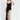 Kennedy black glitter maxi dress with a sweetheart neckline and ultra-high thigh slit for women.