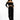 Model in Dulce black off-the-shoulder bodysuit with corset ribbing and matching wide-leg trousers streetwear.